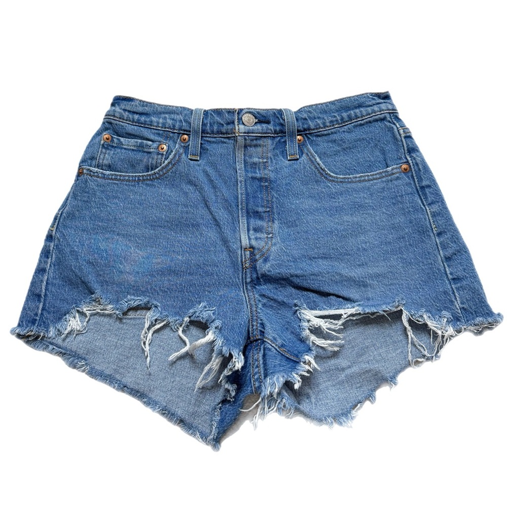 Levi’s 501 Medium Blue Distressed Denim Shorts 27 Western Festival